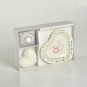 Bougie coeur Mars avec soucoupe lichens&mousse cm26x17h4,5 - 15h