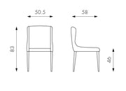 Chaise en tissu jaune 58x50,5x83h cm