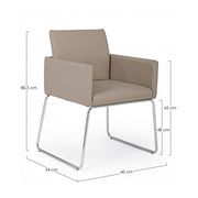 Chaise avec accoudoirs en simili cuir Tortora SIXTY 60x54x h80,5 cm