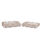 Plateau en bois 1-2 blanchi avec corde rectangulaire cm59x35,5h8
