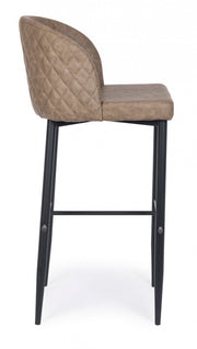 4x Tabouret de bar taupe en simili cuir style design