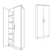 Meuble à chaussures polyvalent en noyer campagnard avec deux portes et 6 étagères h.182x71x38 cm