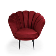 Fauteuil coque velours rouge Orel