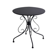 Ancienne table ronde en métal anthracite foncé cm 70