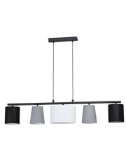 Almeida suspension 5xE14 avec abat-jour en tissu multicolore assorti de L120 cm Eglo