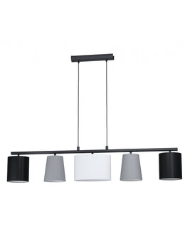 Almeida suspension 5xE14 avec abat-jour en tissu multicolore assorti de L120 cm Eglo