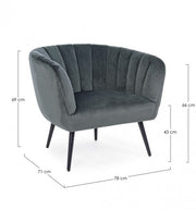 Fauteuil métal gris et velours Avril