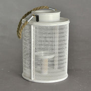 Bougeoir en bois blanc avec grande poignée en corde cm15,5x15,5h23