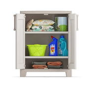 Meuble bas en résine deux portes trois étagères Beige GULLIVER 80x44x h100 cm