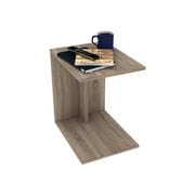 Table basse banc en forme de C pour salon, coloris chêne 35x45xh.62 cm