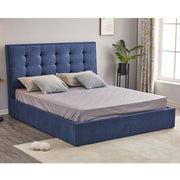 Lit double avec rangement en tissu bleu foncé Coco