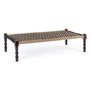 Banc en bois ethnique Black Khat Tamil 176x86x H46 cm