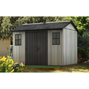 Petite maison en duotech effet bois gris à peindre 2 portes et 2 fenêtres 350x229xh.254 cm