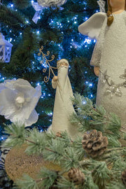 Père Noël en résine avec arbre blanc 13x12h27 cm