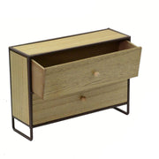 Meuble de rangement en métal et bois brun rouille 2 tiroirs cm29x10h21