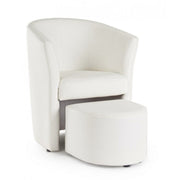 Fauteuil en similicuir avec pouf amovible Blanc RITA 64,5x 59,5x h78 cm