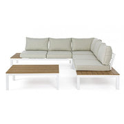 Ensemble de salon d'angle avec coussins Elias blancs