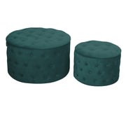 Pouf velours vert sauge 1-2 cm ø70h42