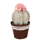 Cactus en tissu avec fleur verte rose ronde cmø13h24