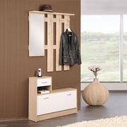 Armoire d'entrée en blanc et chêne sonoma 100x25xh.180 cm
