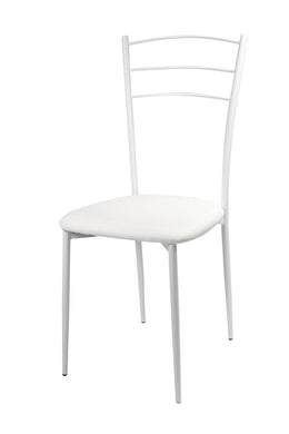 Chaise Marta sedta en PVC avec structure métallique 41X48cm/H92cm blanc