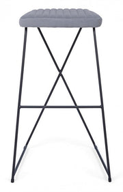 Tabouret de bar en acier et velours Gris KINSLEY 40x46 h76 cm