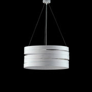 Lustre suspendu en fer blanc argenté trois lumières 45x h20 cm