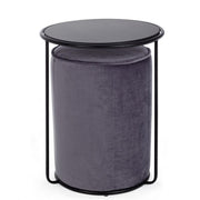 Ensemble combiné table basse-pouf moderne gris foncé Annika