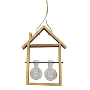 Porte-fleurs en bois avec verre 2 places cm25x6,5h30