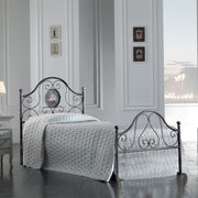 Lit simple en fer avec pied de lit Noir Argent LORY 95x208x h130 cm