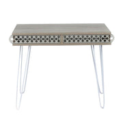 Bureau Ilia pieds métal blanc et plateau chêne 96x51x75 HMT190642