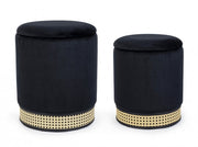 Set 2 pouf conteneur noir tissu milena