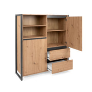 Buffet haut tiroirs compartiment ouvert quecia profils antacite cm 120 x 40 x 140 h