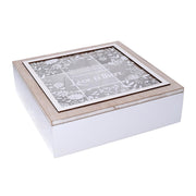 Boîte à thé carrée en bois beige cm26x26h7,5