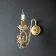 Applique fer Décape Ivoire et damas strass or une lumière 25x h28 cm