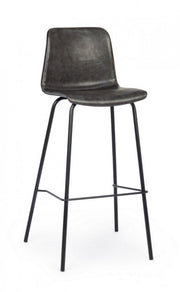 Tabouret de bar acier vintage simili cuir anthracite Kyra 39 x 44 x 103,5 cm
