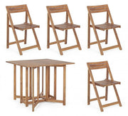 Ensemble extérieur table Noemi et 4 chaises pliantes en bois mélaminé