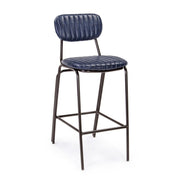 Tabouret de bar vintage simili cuir bleu DEBBIE 44x51x h100 cm