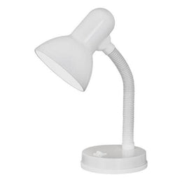 Lampe de table orientable pour étude, lecture et bureau avec culot E27 Basic, couleur blanche.