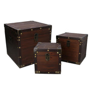 Boîte en bois éco-cuir marron