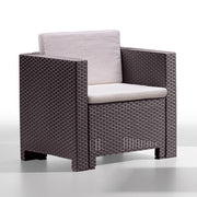 Salon Capri en résine marron 4 mcx avec coussins