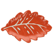 Assiette 24x16x3h cm Feuille en porcelaine rouge