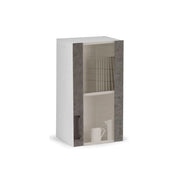 Vitrine gris ciment 1 porte en bois mélaminé h.72x40x32cm