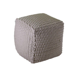 Pouf carré en tissu blanc