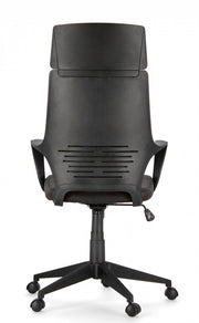 Fauteuil de bureau en tissu Damon à haut dossier noir