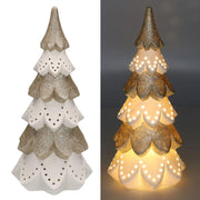Sapin en céramique or blanc avec led cmø14h29