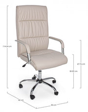 Fauteuil de bureau avec accoudoirs Queensland en éco-cuir gris tourterelle