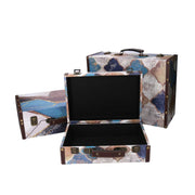 Valise rectangulaire en éco-cuir bleu marocain 1-3 cm40x14h30