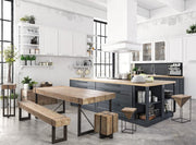 Tabouret en acier avec assise en bois de sapin PRISMY 31x31xh.55 cm