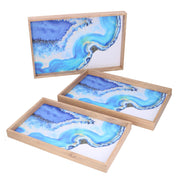 Plateau rectangulaire en bois bleu clair 1-3 cm45x30h4